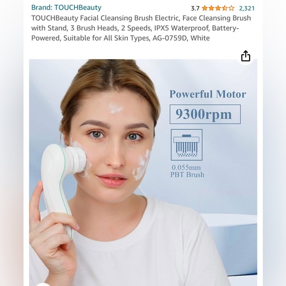 2/$25 TOUCH BEAUTY FACIAL CLEANSING BRUSH ELECTRIC - BRAND NEW IN THE BOX! - Picture 7 of 13